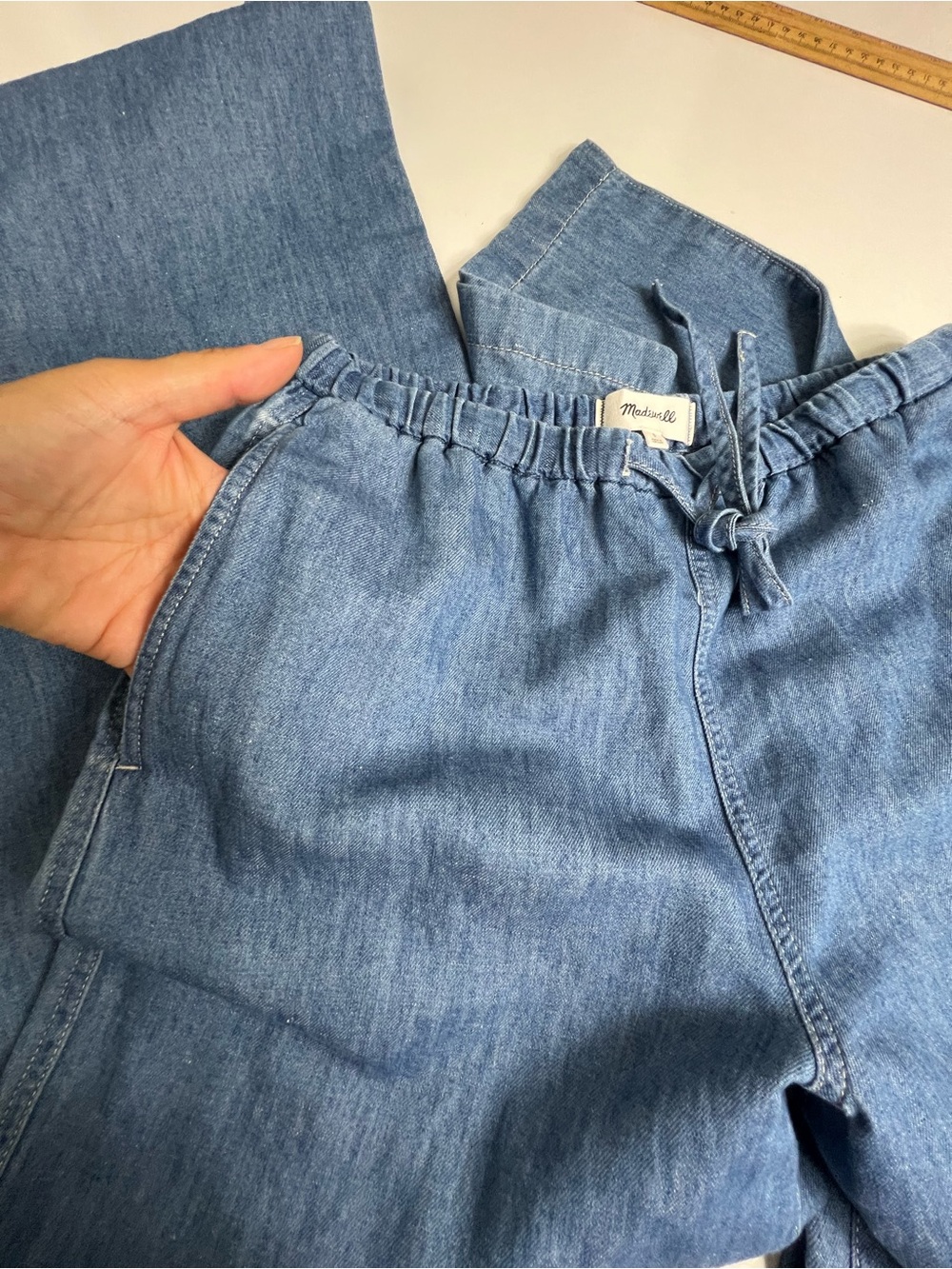 Madewell Pull-On Jeans in Cotton-Linen Denim. Color Irving WashRigid Size S - Picture 7 of 12
